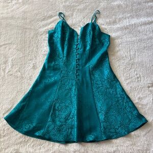 Vintage Victoria's Secret Teal Satin Mini Dress